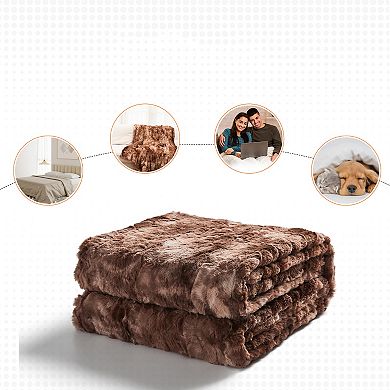 Cheer Collection Ultra Soft Faux Fur Throw Blanket Cozy Decorative Accent in Tie-Dye Design