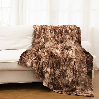 Cheer Collection Ultra Soft Faux Fur Throw Blanket Cozy Decorative Accent in Tie-Dye Design