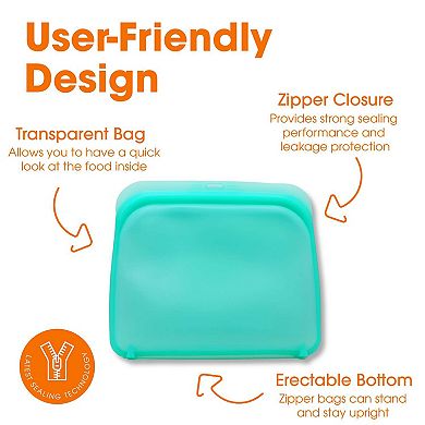 Cheer Collection Set Of Silicone Food Storage Bags - Leakproof - Plastic Free & Reusable