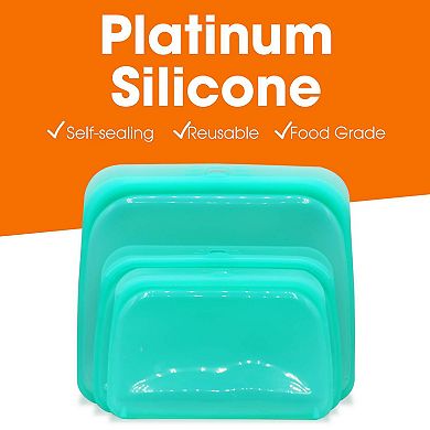 Cheer Collection Set Of Silicone Food Storage Bags - Leakproof - Plastic Free & Reusable