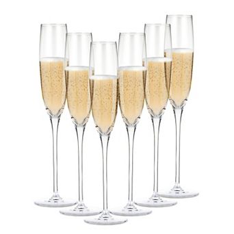 Berkware Premium Crystal Champagne Flutes Set of 6, 5.5oz Lead-Free Glass, 10 in Tall Elegance
