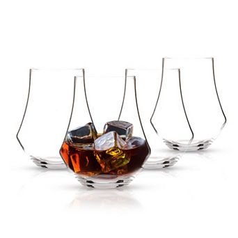 Berkware Exquisite Tulip-Shaped Lowball Whiskey Glasses Set of 4, 16.5oz Premium Lead-Free Crystal
