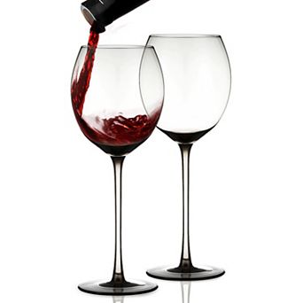 Berkware Luxurious Smoke-Tinted Crystal Wine Glasses Set of 2, 13.3oz Premium Glassware