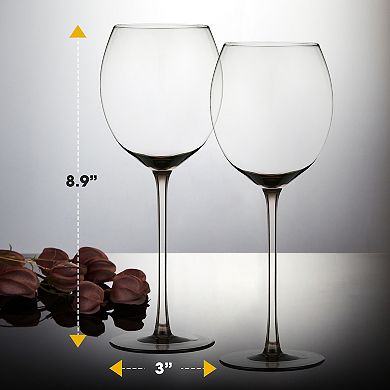 Berkware Luxurious Smoke-Tinted Crystal Wine Glasses Set of 2, 13.3oz Premium Glassware