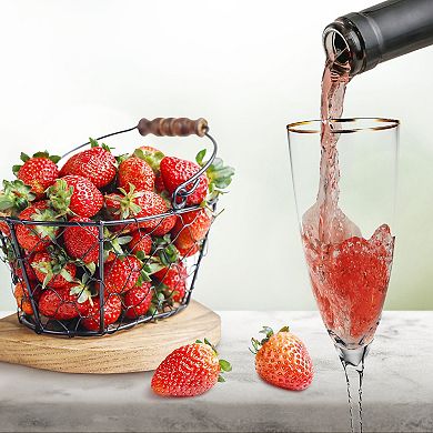 Berkware Twisted Stem Champagne Glass With Gold Tone Rim, Set Of 6