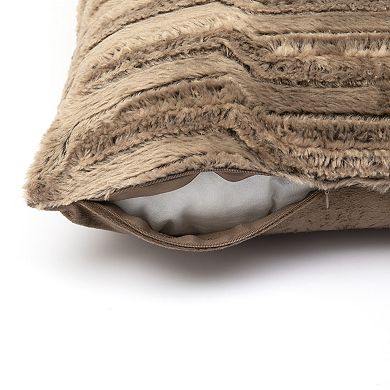 Cheer Collection Faux Fur Throw Pillows Set of 2 with Inserts Bamboo Texture Accent Cushions