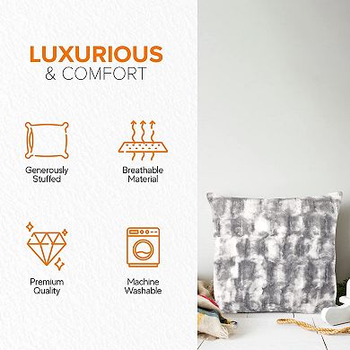 Cheer Collection Faux Fur Throw Pillows Set of 2 with Inserts Bamboo Texture Accent Cushions