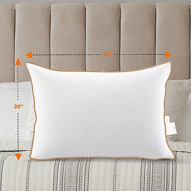 Cheer Collection Feather Down Sleeping Pillow with Cotton Shell for Soft, Supportive Daily Comfort