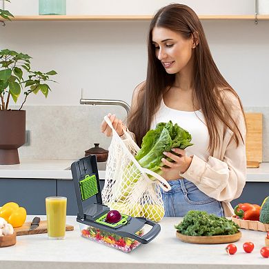 Cheer Collection 10-in-1 Vegetable Chopper with Container Multifunction Food Slicer & Cutter