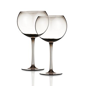 Berkware Oversized Smoke-Tinted Premium Soda Lime Wine Glasses Set of 2, 18.7oz