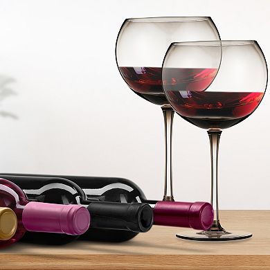 Berkware Oversized Smoke-Tinted Premium Soda Lime Wine Glasses Set of 2, 18.7oz