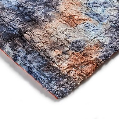 Cheer Collection Ultra Soft Faux Fur Throw Blanket Cozy Decorative Accent in Tie-Dye Design