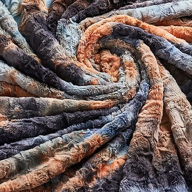 Cheer Collection Ultra Soft Faux Fur Throw Blanket Cozy Decorative Accent in Tie-Dye Design
