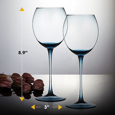 Berkware Luxurious Blue-Tinted Crystal Wine Glasses Set of 2, 13.3oz Premium Glassware