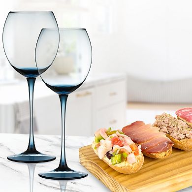 Berkware Luxurious Blue-Tinted Crystal Wine Glasses Set of 2, 13.3oz Premium Glassware