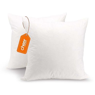 Cheer Collection Set of 2 Feather Down Throw Pillow Inserts for Couch Bed and Decorative Shams