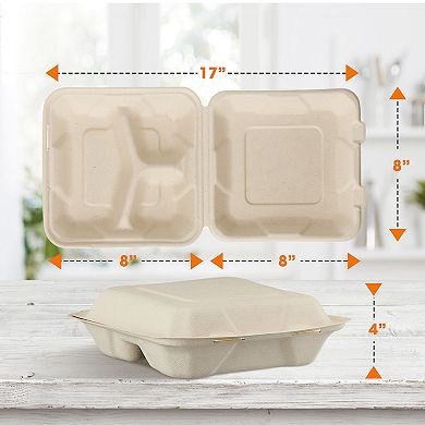 Collection 8x8 Durable Clamshell Containers for Hot and Cold Meals and Takeout Storage