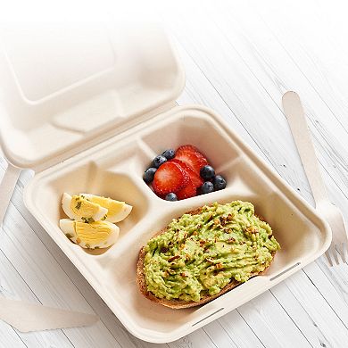 Collection 8x8 Durable Clamshell Containers for Hot and Cold Meals and Takeout Storage