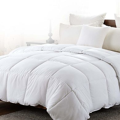 Cheer Collection Down Alternative Comforter Baffle Box Design Soft Plush White Bedding All Season