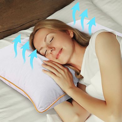 Cheer Collection Feather Down Sleeping Pillow with Cotton Shell for Soft, Supportive Daily Comfort