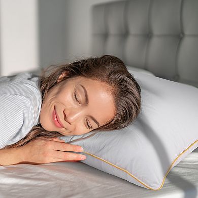 Cheer Collection Feather Down Sleeping Pillow with Cotton Shell for Soft, Supportive Daily Comfort