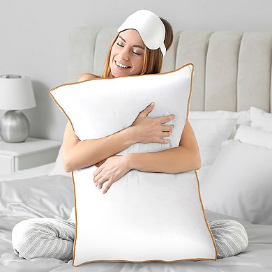 Cheer Collection Feather Down Sleeping Pillow with Cotton Shell for Soft, Supportive Daily Comfort