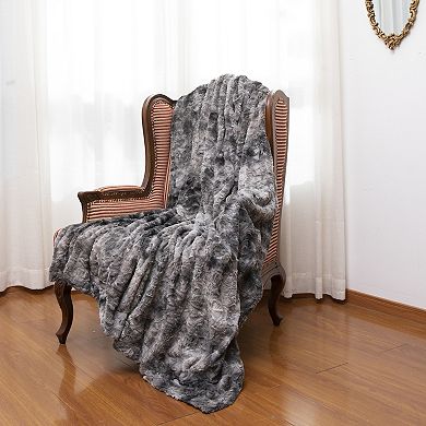 Cheer Collection Ultra Soft Faux Fur Throw Blanket Cozy Decorative Accent in Tie-Dye Design