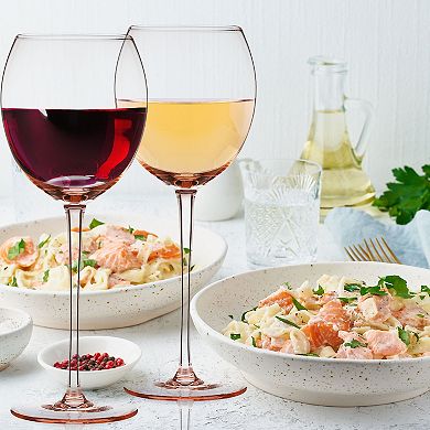 Berkware Luxurious Rose Pink Crystal Wine Glasses Set of 2, 13.3oz Premium Glassware