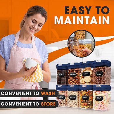 Cheer Collection 28oz Airtight Stackable Food Storage Containers Set of 8 with Marker and Labels