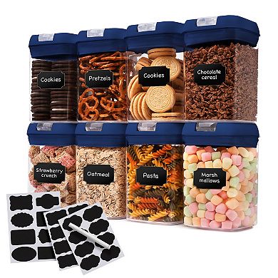 Cheer Collection 28oz Airtight Stackable Food Storage Containers Set of 8 with Marker and Labels