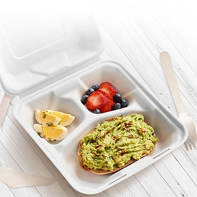 Collection 8x8 Durable Clamshell Containers for Hot and Cold Meals and Takeout Storage