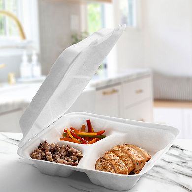 Collection 8x8 Durable Clamshell Containers for Hot and Cold Meals and Takeout Storage