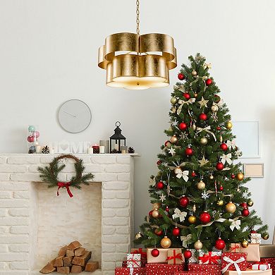 Parrot Unlce 19.7" Distressed Gold 2-Tier Metal 5-Light Diammable Chandelier