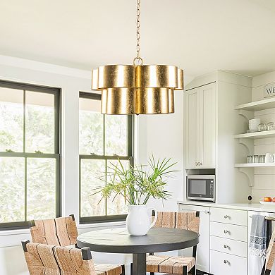 Parrot Unlce 19.7" Distressed Gold 2-Tier Metal 5-Light Diammable Chandelier