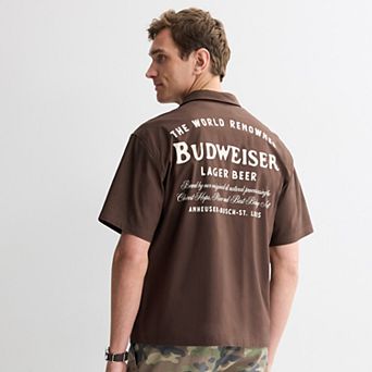 Men's Budweiser Graphic Short Sleeve Button-Down Shirt