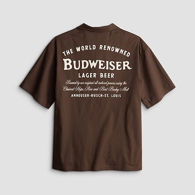 Men's Budweiser Graphic Short Sleeve Button-Down Shirt