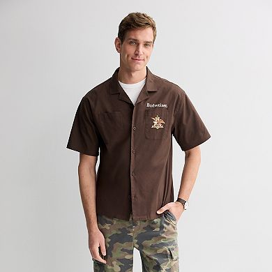 Men's Budweiser Graphic Short Sleeve Button-Down Shirt