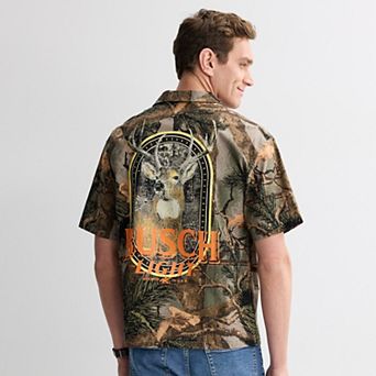 Men's Busch Light Deer Graphic Short Sleeve Button-Down Shirt