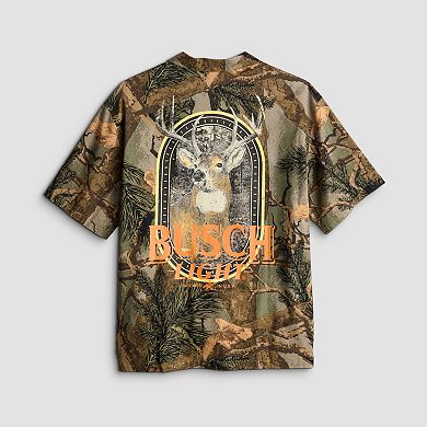 Men's Busch Light Deer Graphic Short Sleeve Button-Down Shirt