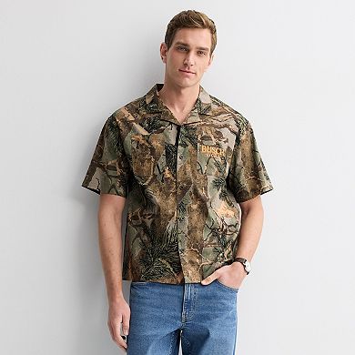 Men's Busch Light Deer Graphic Short Sleeve Button-Down Shirt
