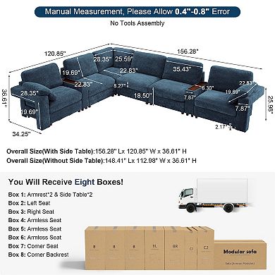 CEWOR 6-Seat L Shaped Modular Sectional Sofa, Teddy Fleece Cloud Couch, Oversized Corner Sofa