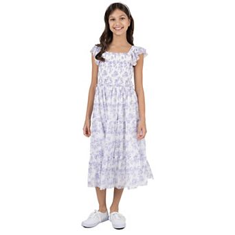 Girls 7-16 Rare Editions Floral Power Mesh Dress