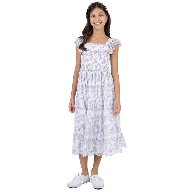 Girls 7-16 Rare Editions Floral Power Mesh Dress, Girl's, Size: 14, Lilac
