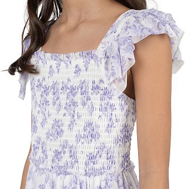 Girls 7-16 Rare Editions Floral Power Mesh Dress