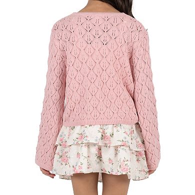 Girls 7-12 Tween Diva Crochet Cardigan & Tiered Skort 3-pc. Set