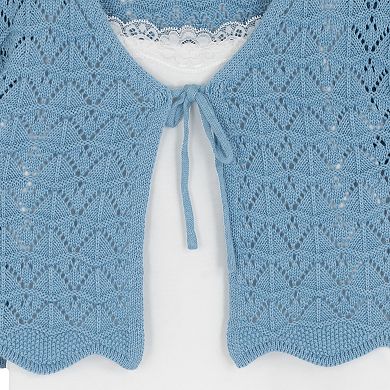 Girls 7-12 Tween Diva Crochet Cardigan & Tiered Skort 3-pc. Set