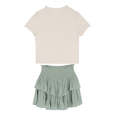 Girls 7-12 Tween Diva 3-pc. Graphic Tee & Tiered Skort Set