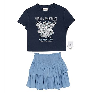 Girls 7-12 Tween Diva 2-pc. Graphic Tee & Tiered Skort Set