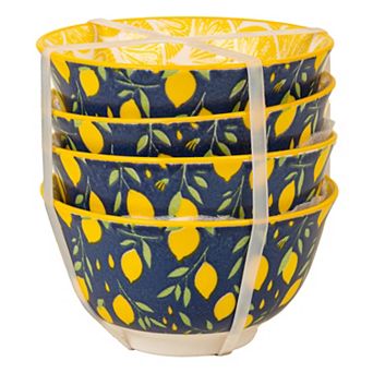 Home Essentials 4 pc Lemon Pattern Ceramic Bowl Set