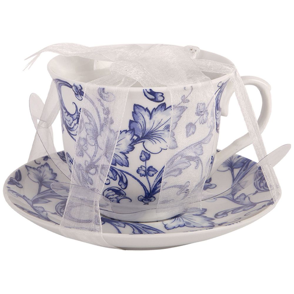 Home Essentials Blue Leaf Chintz Porcelain Teacup & Saucer Set
